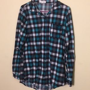 Blue long sleeve flannel